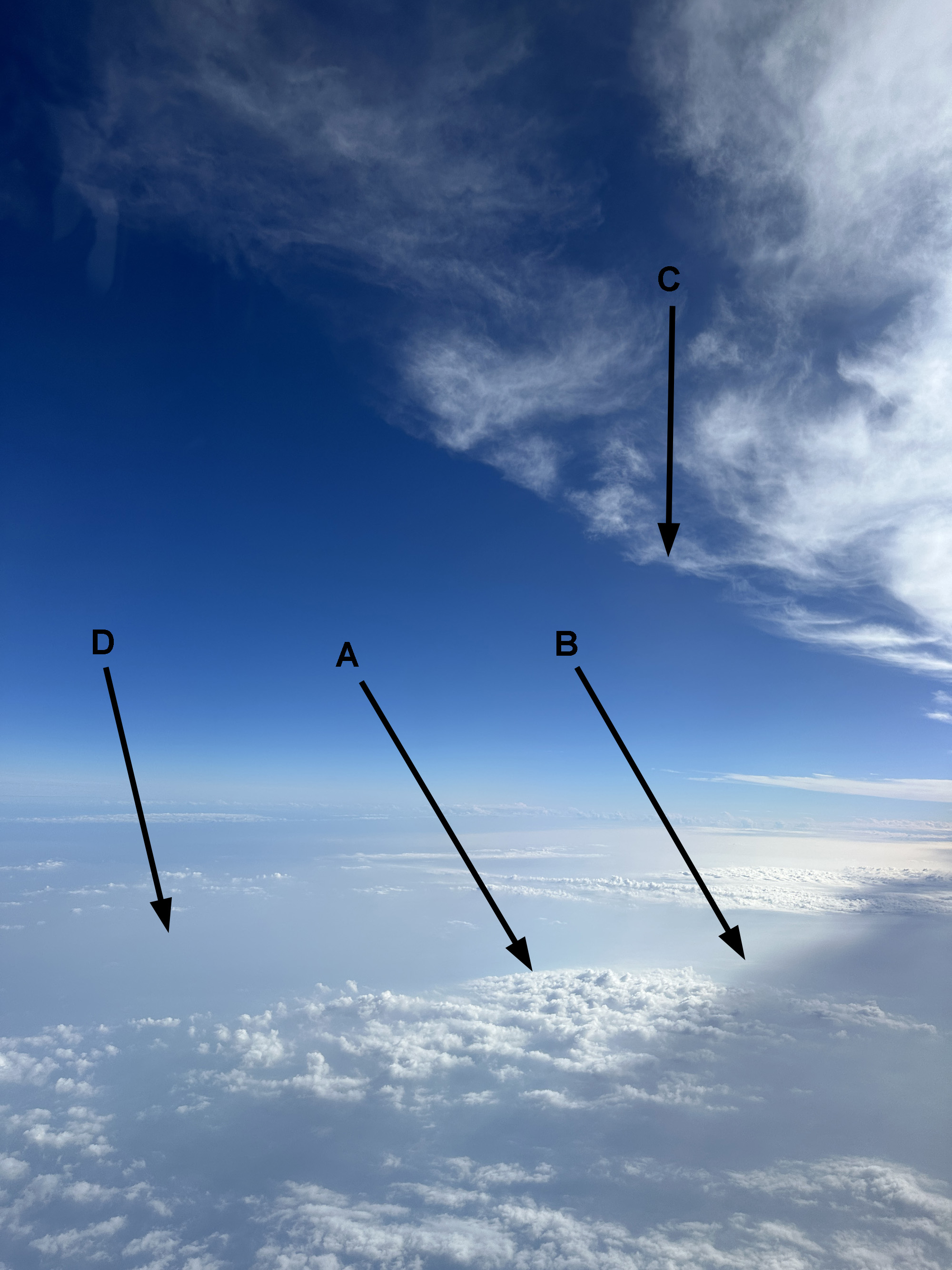 Aerial photo of cloud features taken south of Maui on May 15, 2026.