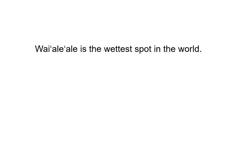 Title graphic about Waialeale not being the wettest spot in the world.